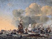 Reinier Nooms Caulking ships at the Bothuisje on the Y at Amsterdam oil on canvas